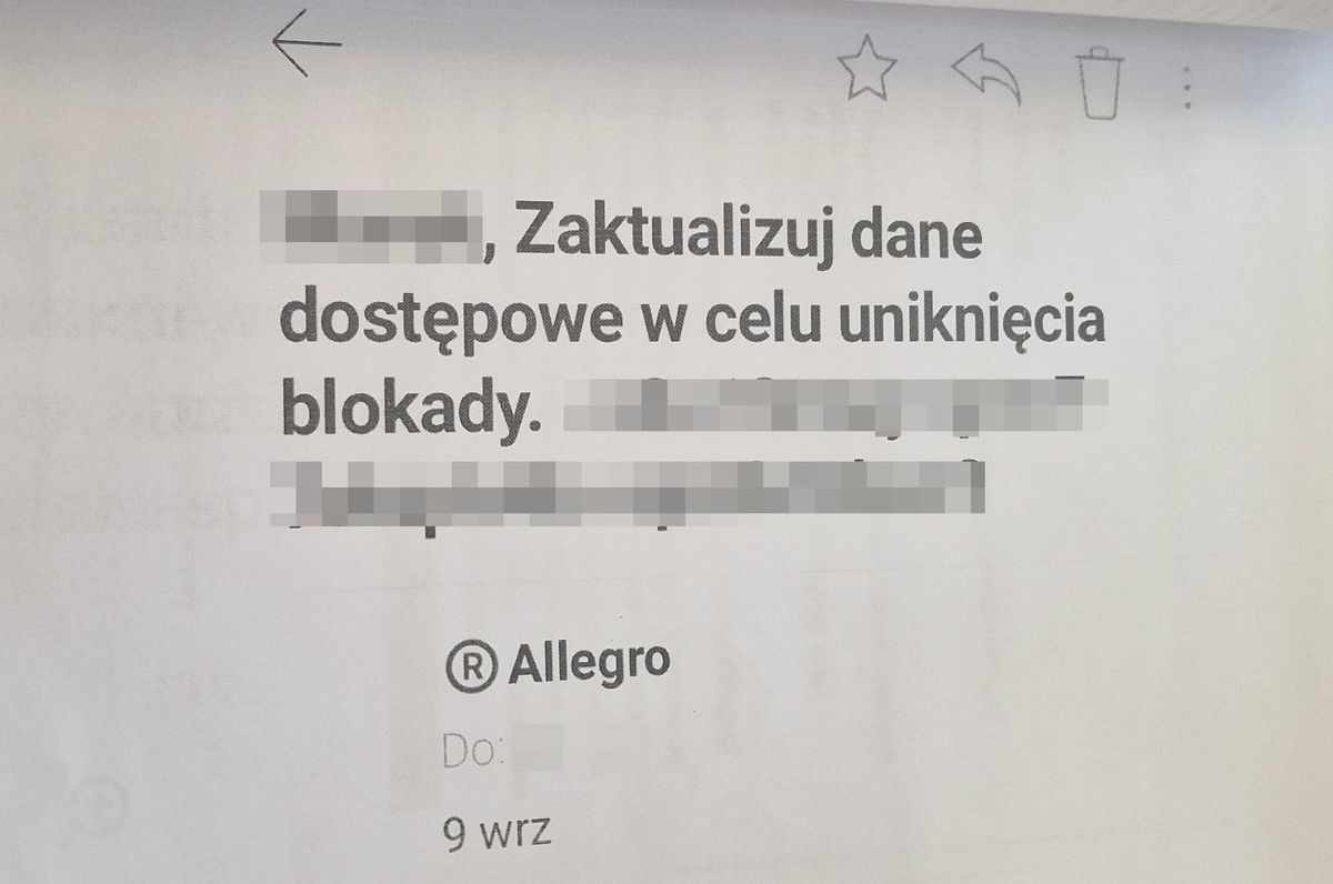 53-latek stracił 7 tysięcy złotych przez kliknięcie w link z oszustwami Allegro.